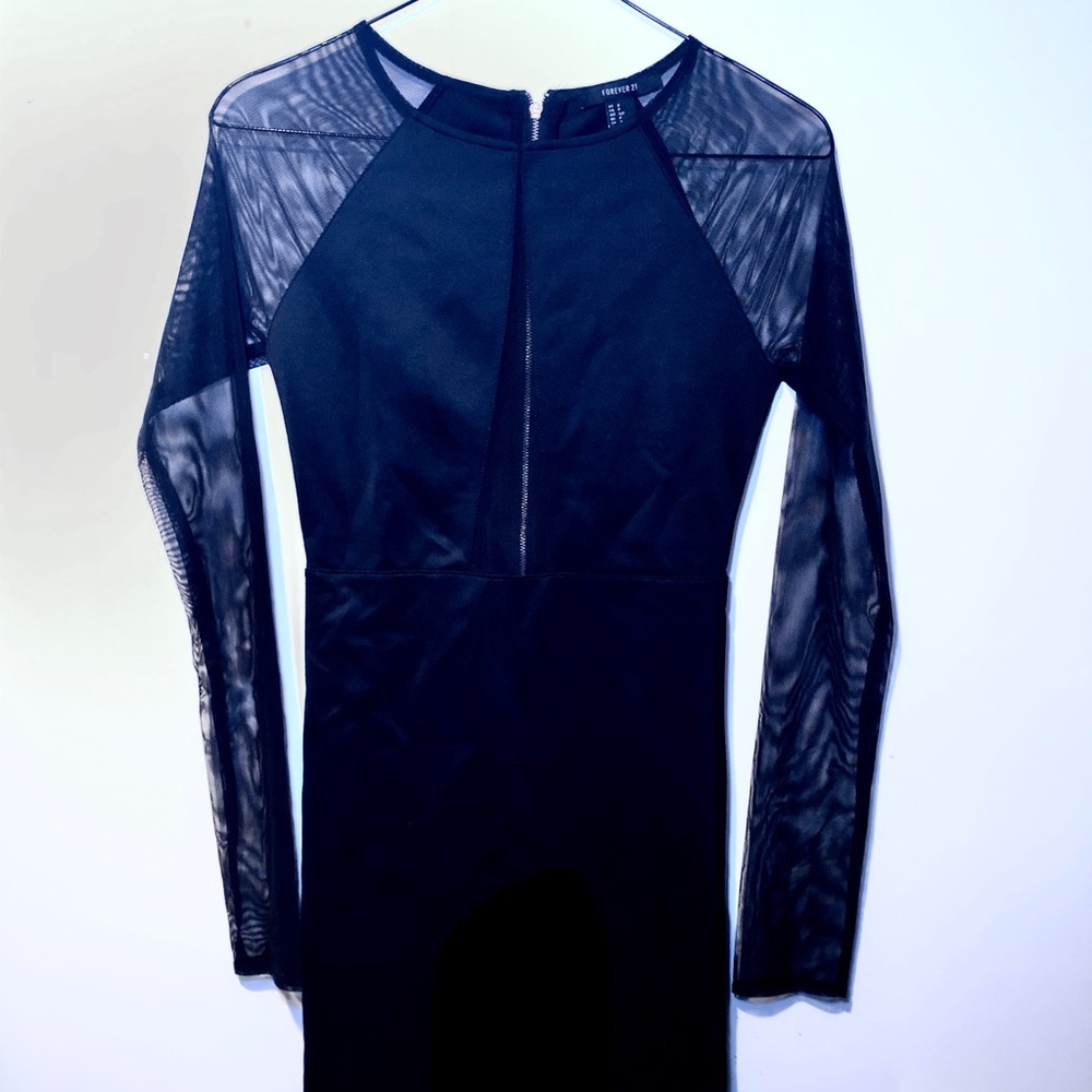 Mesh long sleeve mini dress